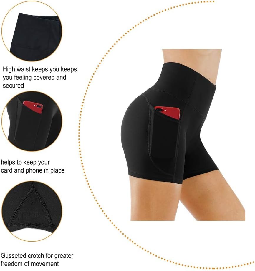 THE GYM PEOPLE High Waist Yoga Shorts for Women's Tummy Control Fitness Athletic Workout Running Shorts with Deep Pockets - Image 6