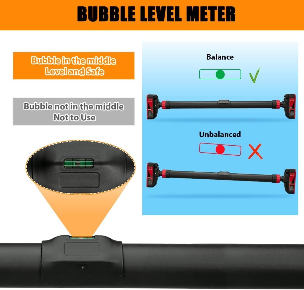 Pull Up Bar for Doorway, Strength Training Chin Up Bar with Level Meter and Adjustable Width No Screw Installation - Image 4