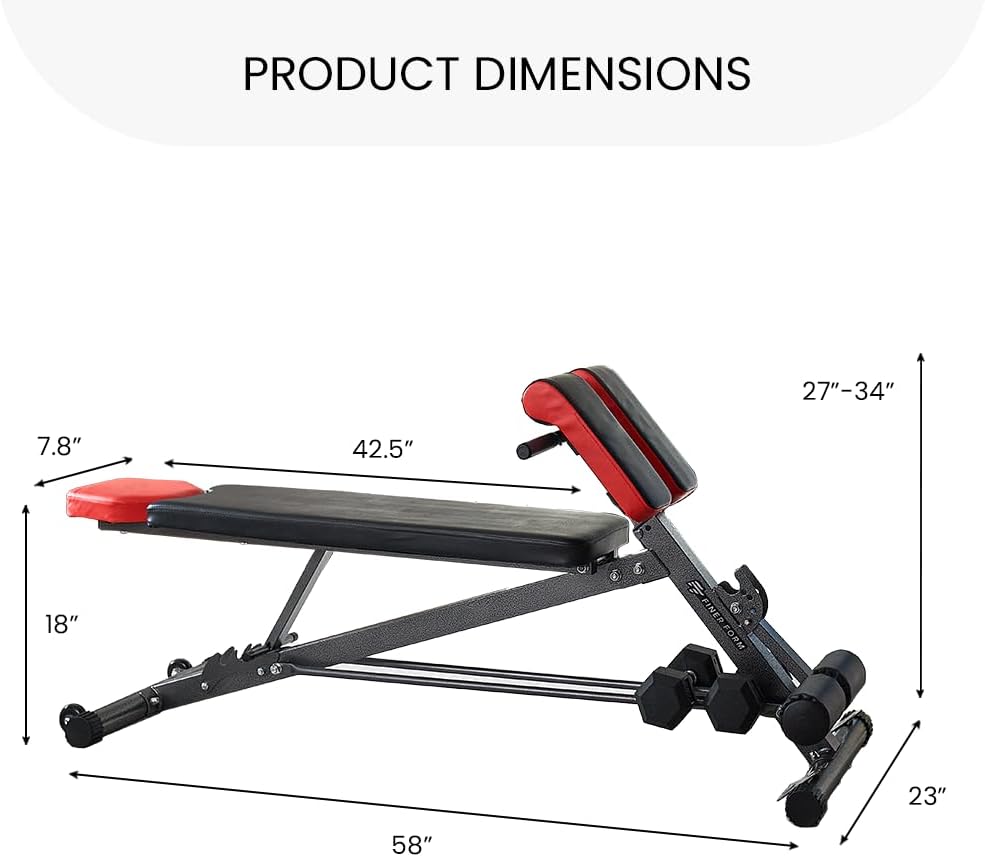 FF Finer Form Multi-Functional Weight Bench for Full All-in-One Body Workout – Adjustable Workout Bench Press for Home Gym, Fitness equipment for Back HyperExtension, Roman Chair Exercise, Sit up - Image 8