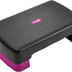 Yes4All 18.9″ Aerobic Exercise Step Platform with 2 Risers, Adjustable Height Workout Stepper 3″ 5.1″ for Home Gym