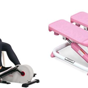 Sunny Health & Fitness Exercise Stepping Machine, Portable Mini Stair Stepper for Home or Office Workouts + Magnetic Under Desk Elliptical Peddler, Portable Mini with Resistance, LCD Monitor