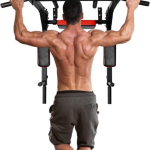 STARBRILLIANT Multi-functional Wall Mounted Pull Up Bar Heavy Duty Chin Up Bar for Home Gym Indoor Upper Body Workout, Power Tower Set Training Equipment Fitness Dip Stand Supports to 440 Lbs