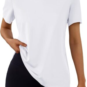 AUTOMET Women’s Workout Tops Short Sleeve Gym Shirts Summer Athletic Yoga Tshirts Loose Fit Casual Clothes 2025