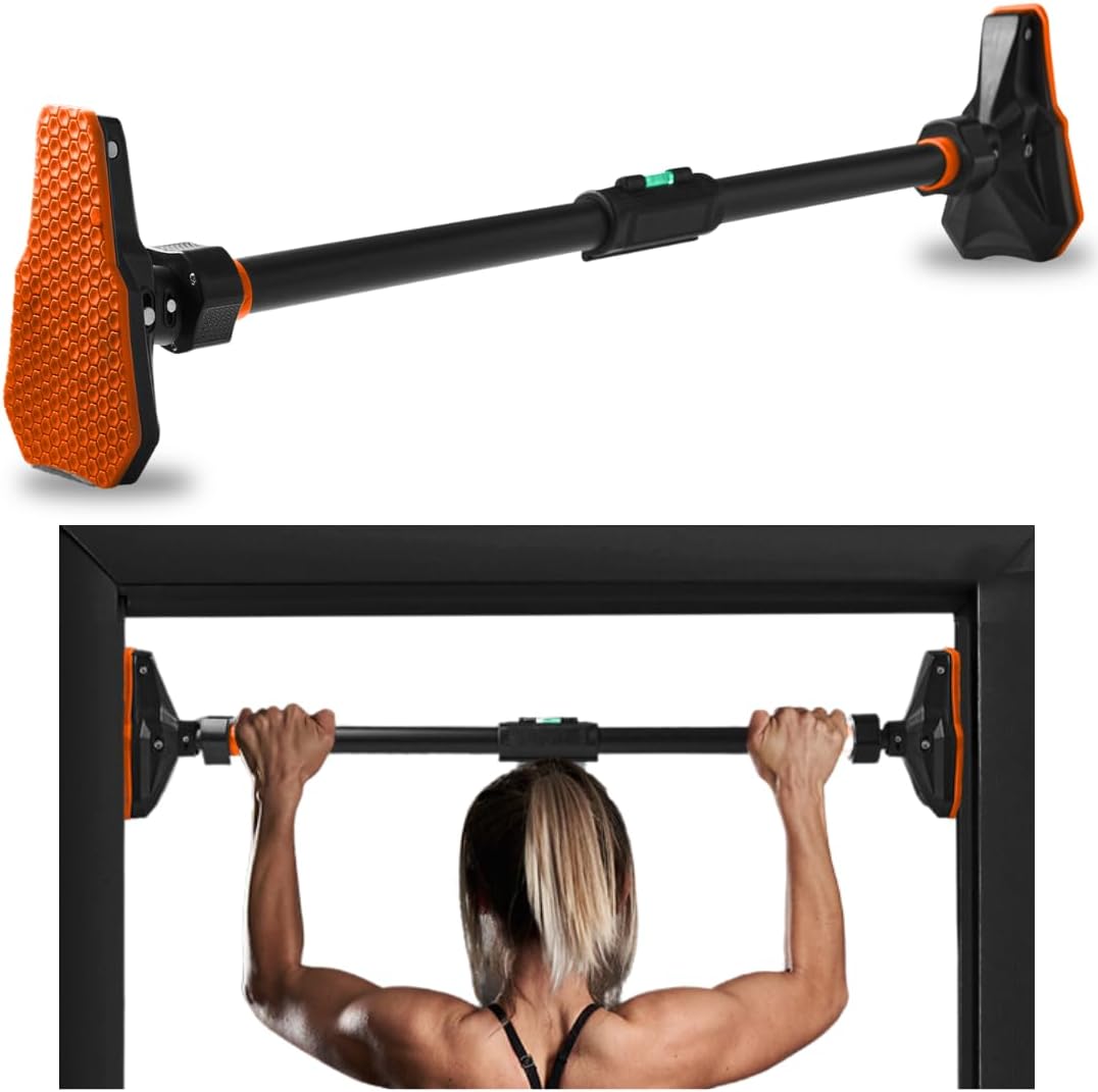 SQUATZ Adjustable Pull-Up & Chin-Up Bar, Door Frame Pullup & Doorway No-Screw, No-Damage Wall Mounted Hanging Bar for Home Strength Training Exercise Equipment for Men & Women, 440lbs (37 to 56 inch)