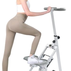 Stair Stepper, Foldable Vertical Stair Climber for Full-Body Workout Stair Stepper with Adjustable Handles Aerobic Climbing Machines Cross Trainer Step Fitness Machines for Home Gym
