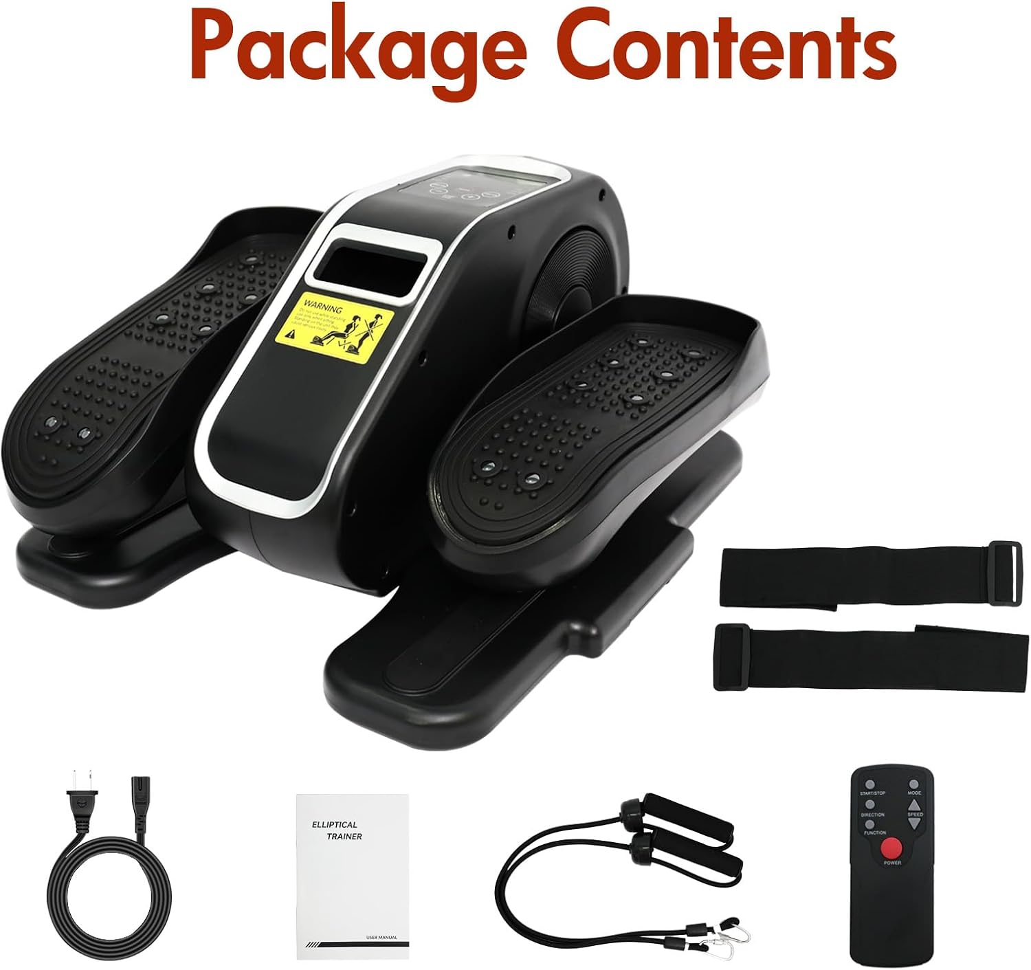 Under Desk Elliptical Machine, Electric Ellipse Leg Exerciser While Sitting for Seniors with Remote Control, 12 Adjustable Speeds, Resistance Bands and Straps, Compact Pedal Exerciser for Home Office - Image 9