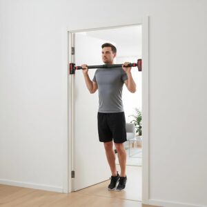 Adjustable Pull-Up Bar for Doorway 27–36 in – Self-Locking Safety, Built-in Level, Max 440 Lbs, Home Gym Upper Body Training, Chin-Up & Pullup Bar