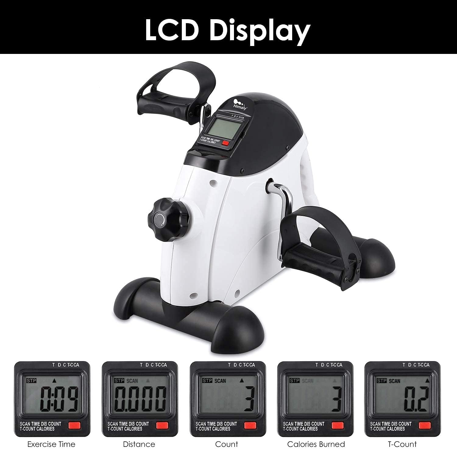 Mini Exercise Bike, himaly Under Desk Bike Pedal Exerciser Portable Foot Cycle Arm & Leg Peddler Machine with LCD Screen Displays - Image 3