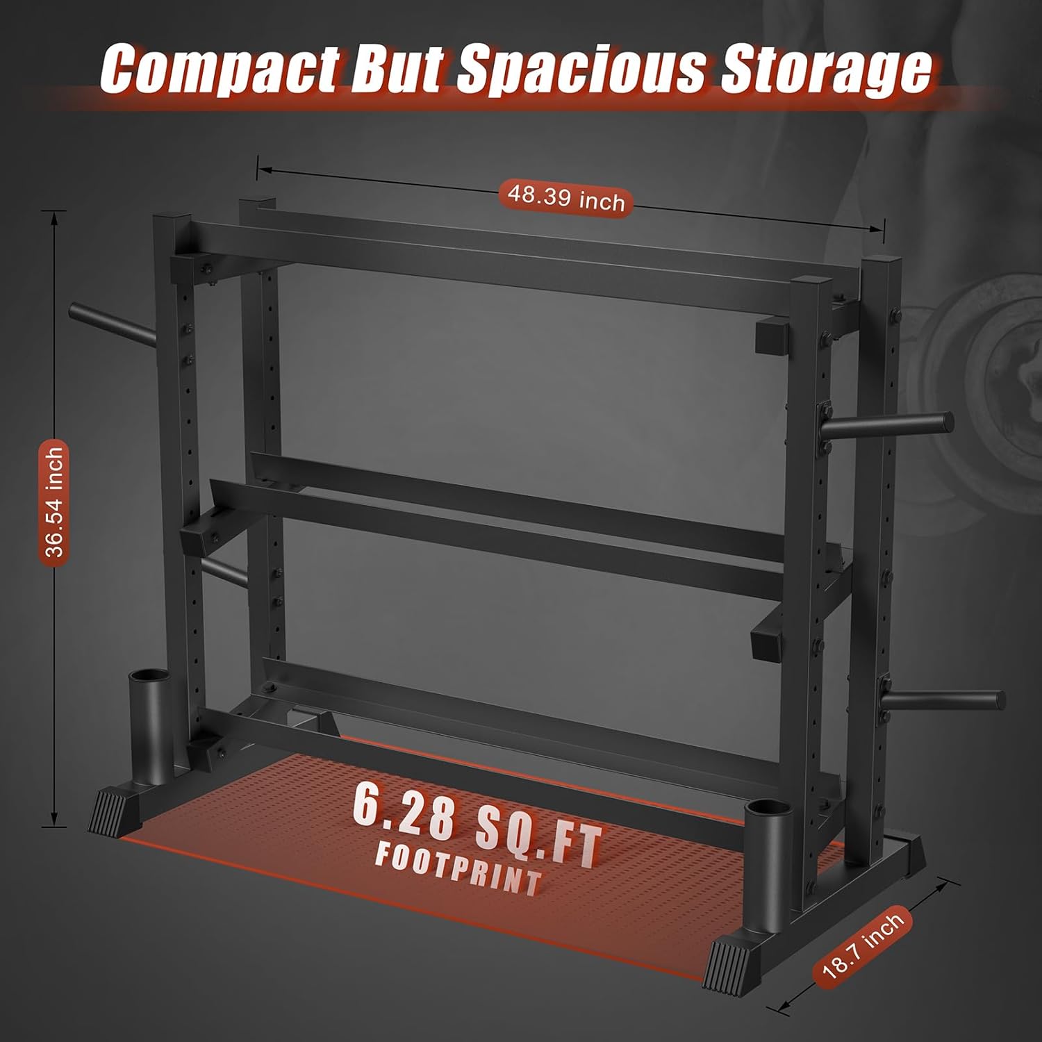 3-Tier Dumbbell Rack, 1200LB Capacity Adjustable Weight Rack for Home Gym, Heavy-Duty Weight Stand for Dumbbells Kettlebells & Weight Plates(Rack Only) - Image 6