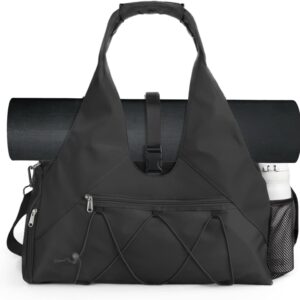 Forestfish Gym Bag For Women With Yoga Mat Holder & Shoe Compartment & Wet Dry Storage Pocket & Adjustable Strap