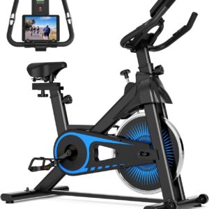 Exercise Bike,Adjustable Resistance Indoor Cycling Bike for Home Exercise – Stationary Bike with Smartphone Holder, LCD Display & Heart Rate Monitor