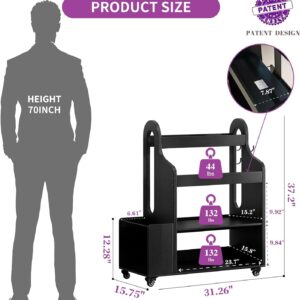 Weight Rack for Dumbbells, Home Gym Organizer Rack Yoga Mat Holder with Wheels and Hooks, All in One Workout Storage for Yoga Mat, Foam Roller, Gym Storage Storage for Home Exercise(Wood)
