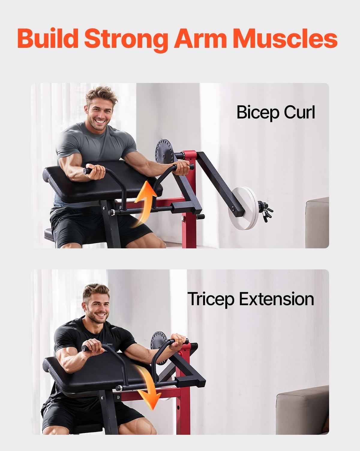 VEVOR Preacher Curl Machine, 2 in 1 Bicep Curl Machine and Triceps Extension Machine, Seated Arm Isolated Bicep Station, Strength Training Workout Weight Bench, Exercise Equipment for Home Gym - Image 3