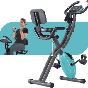 Merax Workout Bike For Home – 4 In 1 Recumbent Exercise Bike and Upright Indoor Cycling Bike Positions, 16 Levels Magnetic Resistance Exercise Bike, Foldable Stationary Bike Machine, Fitness Bike