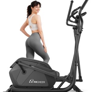 ANCHEER Elliptical Exercise Machine, Elliptical Machine for Home with Ultra-Smooth Magnetic Drive, Elliptical Trainer with 14 Levels Resistance & Pulse Sensor, LCD Monitor, Device Holder, 15″ Stride