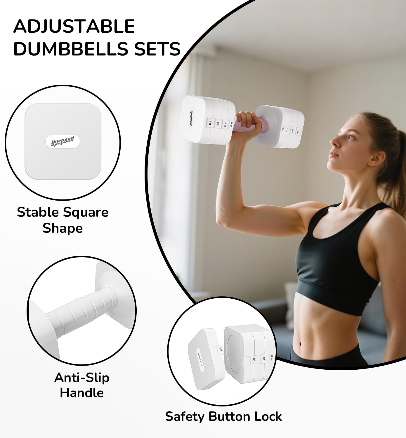Adjustable Dumbbell Set for Women Men 16LB 20LB Hand Weights Dumbbells Sets Woman Exercise Fitness dumbbell Adjust dumbbells set of 2 for Home Gym Workout Strength Training Equipments - Image 3