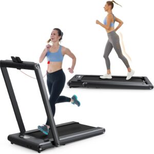 Treadmill Under Desk Walking Pad,2 in 1 Folding Treadmill for Home/Office with Remote Control and APP，Large Screen