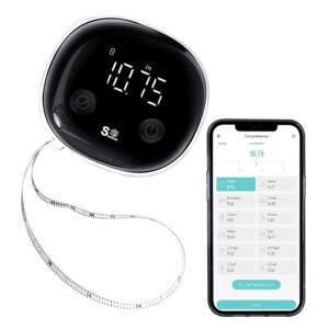 Fitdays Smart Body Tape Measure with Bluetooth Fitdays APP for Body Fat & Muscle Measurement, LED Display,Type-C,Unlimited Users (Black)