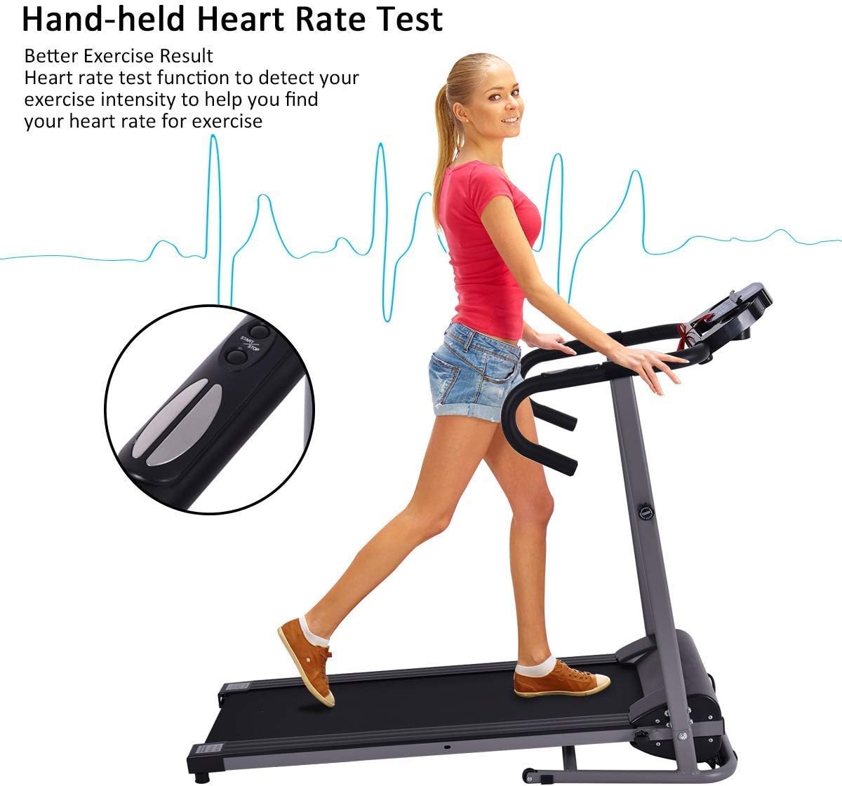 Goplus 1100W Folding Treadmill Electric Motorized Power Fitness Running Machine with LED Display and IPAD Support Perfect for Home Use(Black) - Image 8