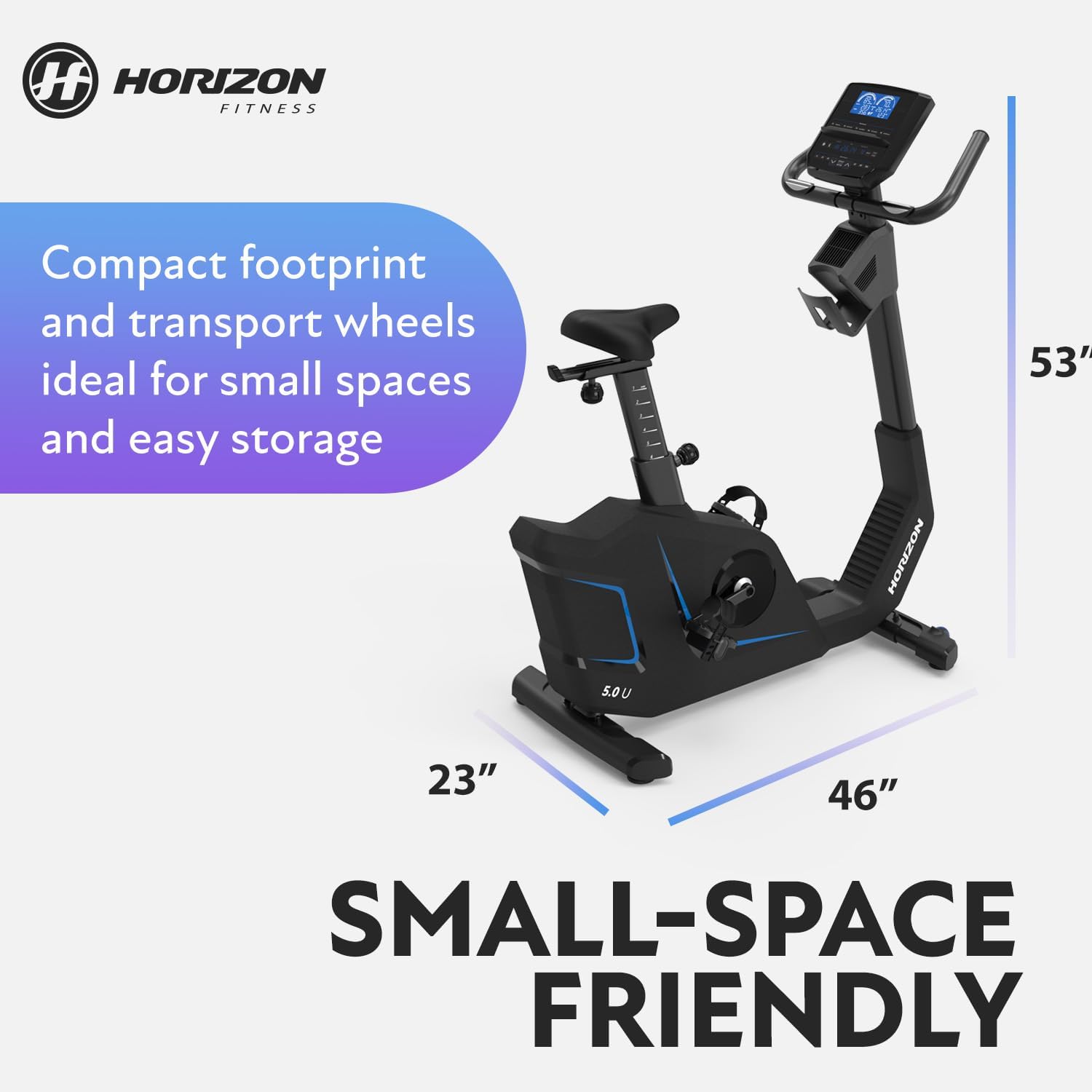 Horizon Fitness 5.0U Upright Bike, Fitness & Cardio, Magnetic Resistance Cycle with Bluetooth, Padded Seat, Step-through Frame, and 300lb Weight Capacity - Image 7