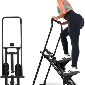 Sportneer Foldable Stair Stepper for Home Gym, Adjustable Resistance, Vertical Climber with Handlebar, Extended Step Range for Legs, Core & Glutes Workouts, Stair Master 440LBS Weight Capacity