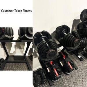 Compatible with multiple models of dumbbells, adjustable dumbbell stand. Heavy-duty dumbbell stand, equipped with non-slip pads for noise reduction and dumbbell protection, easy to assemble. Stable load-bearing capacity of 220 LB.