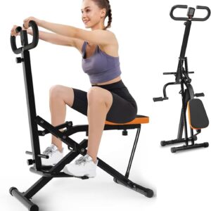Squat Machine for Home, Squat Ride / Rowing Machine with Adjustable Resistance, Foldable Exercise Equipment, Glute & Leg Cardio Workout Machine