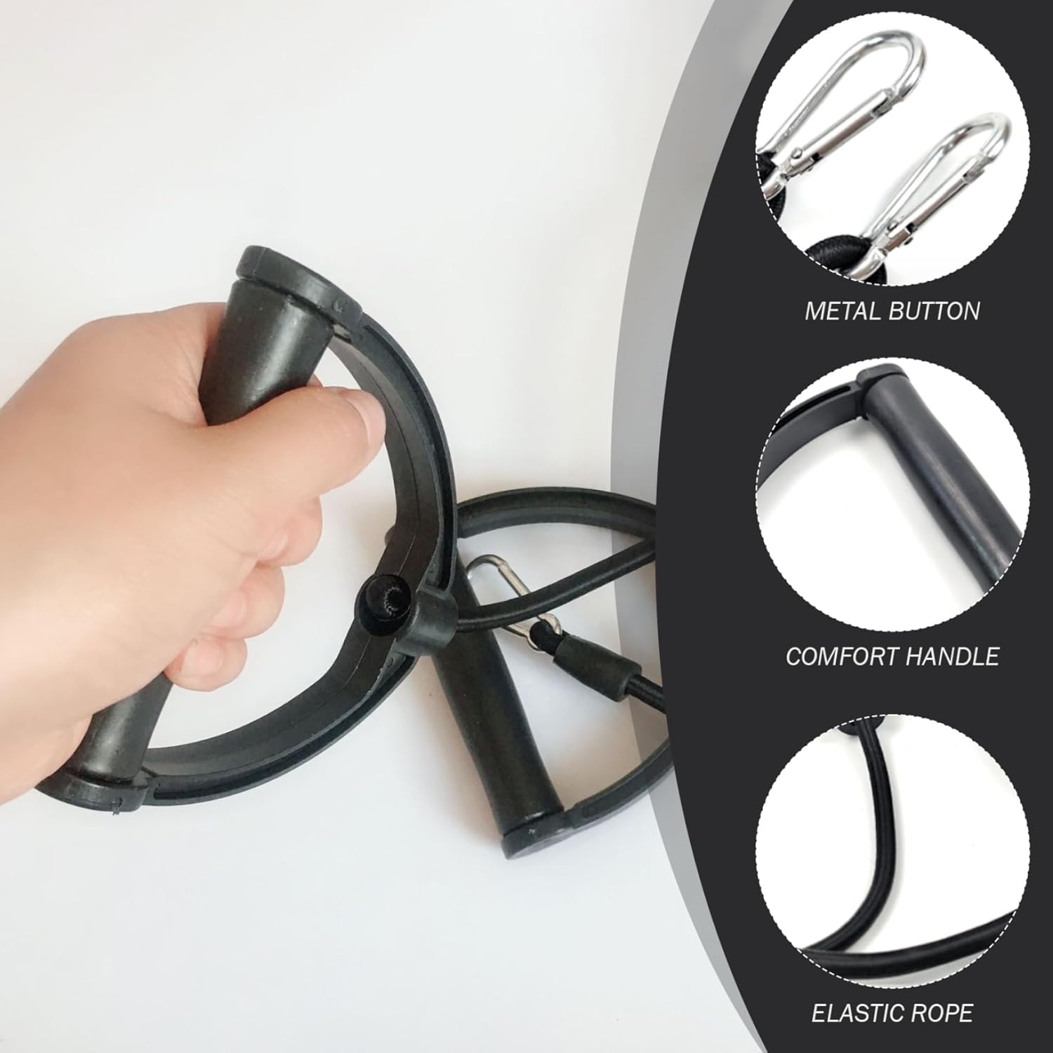 2Pcs Resistance Bands with Clips, Strong Resistance Band with ABS Handle, Exercise Bands Resistance, Replacement Cable Attachments for Gym Stepper Abdominal Machine, Resistance Bands with Clips - Image 2