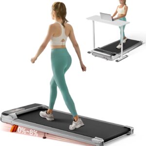 Walking Pad, Under Desk Treadmill with Incline for Home Office 2.5HP Portable Walking Treadmill with 265 Lbs Weight Capacity Walking Machine, Remote Control, LED Display