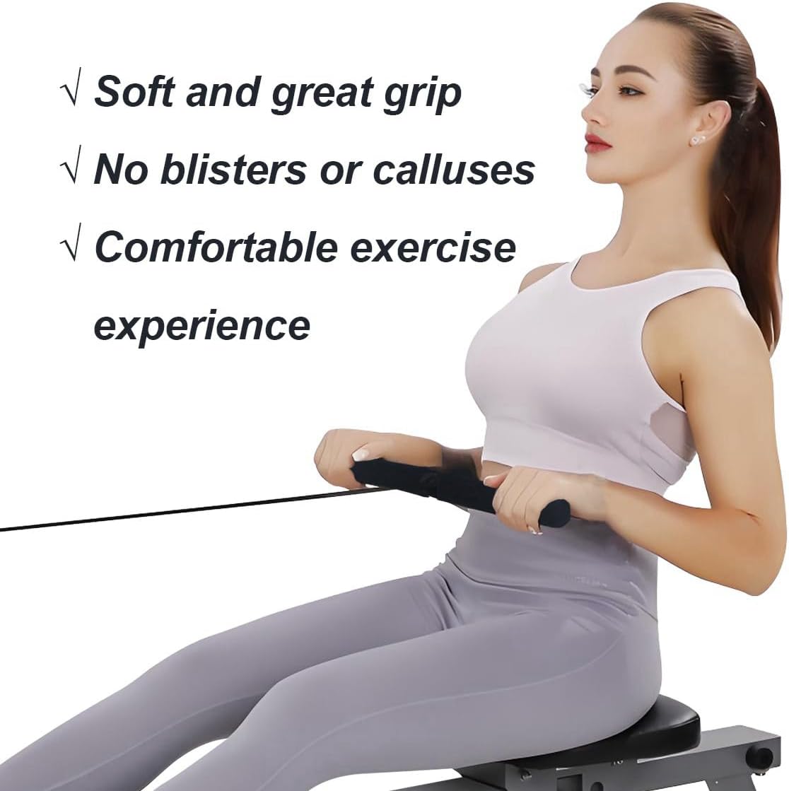 2Pcs Thickened Rowing Machine Handles Cover, Fits Most Rowing Machine, Non-Slip & Breathable Handle Cover(Black) - Image 6