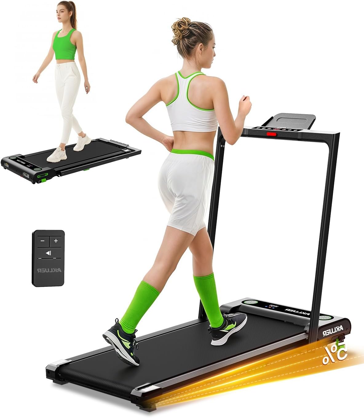Akluer Walking Pad Treadmill, 330lbs Capacity, Compact Walking Pad, 2.5HP Desk Treadmills, 45dB Silent Operation, Foldable Treadmill with Remote Control, for Home Office