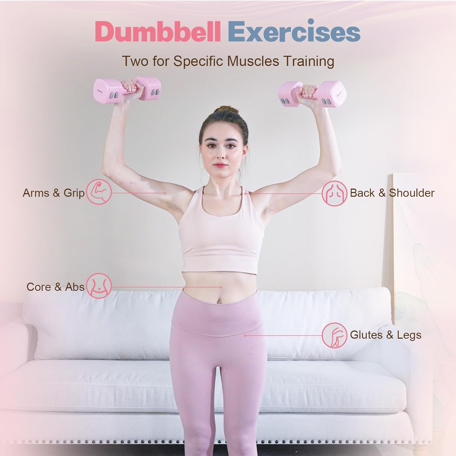 Adjustable Dumbbell Set of 2, 4 in 1 Free Weights Dumbbells Set for Women with Fast Adjustment, Each 2lb 3lb 4lb 5lb Hand Weights Set for Home Gym & Outdoor Exercise Training - Image 6