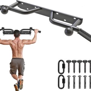 Kipika Wall Mounted Pull Up Bar & Pull Up Bands with Dip Belt – Heavy Duty Steel, Adjustable Resistance, Full Body Workout for Home Gym
