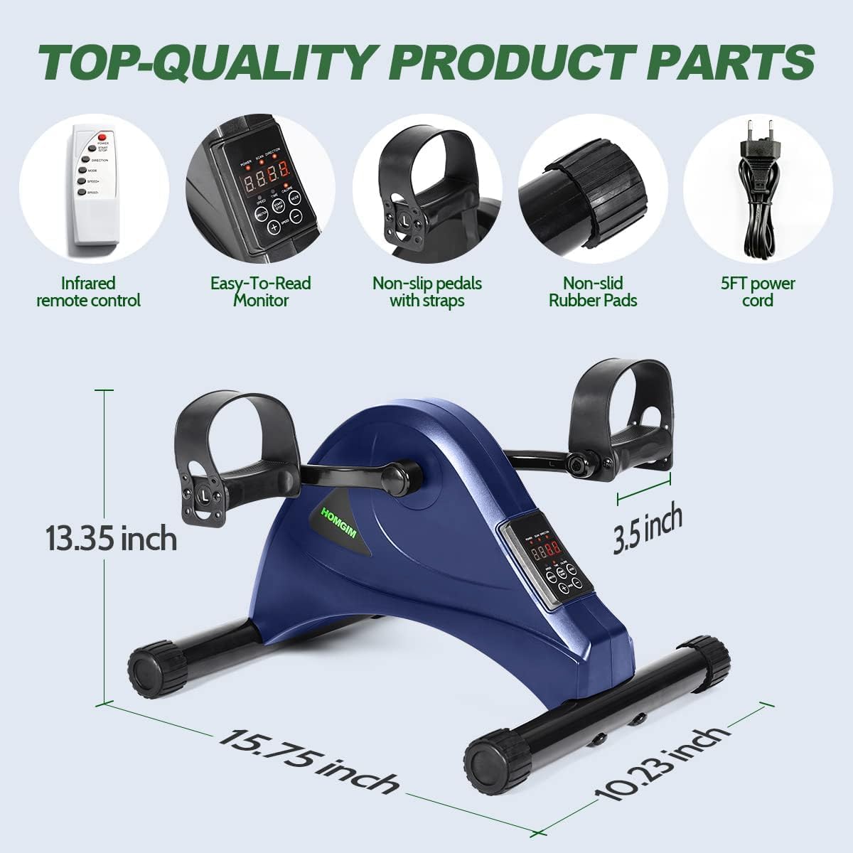 Motorized Mini Exercise Bike Electric Pedal Exerciser for Seniors Rehab Training, Under Desk Bike Pedal Exerciser for Arm/Leg Fitness & Physical Therapy, 6 Levels Speed Adjustment - Image 2