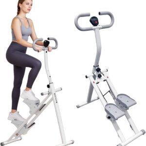 Stepper Machine Adjustable Handles, Compact Stepper Exercise Machine with LCD Display for Home Cardio Workout
