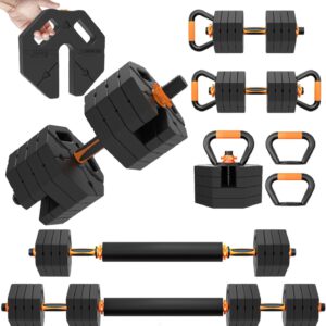 Adjustable Dumbbell Set 20 30 40 60lbs Weights Dumbbells Set for Women Men, 5 in 1 Free Weight Set Used as Barbell, Kettlebells, Weightlift, Push Up Stand, Weight Plate. Fitness Exercises Equipmentfor Home Gym