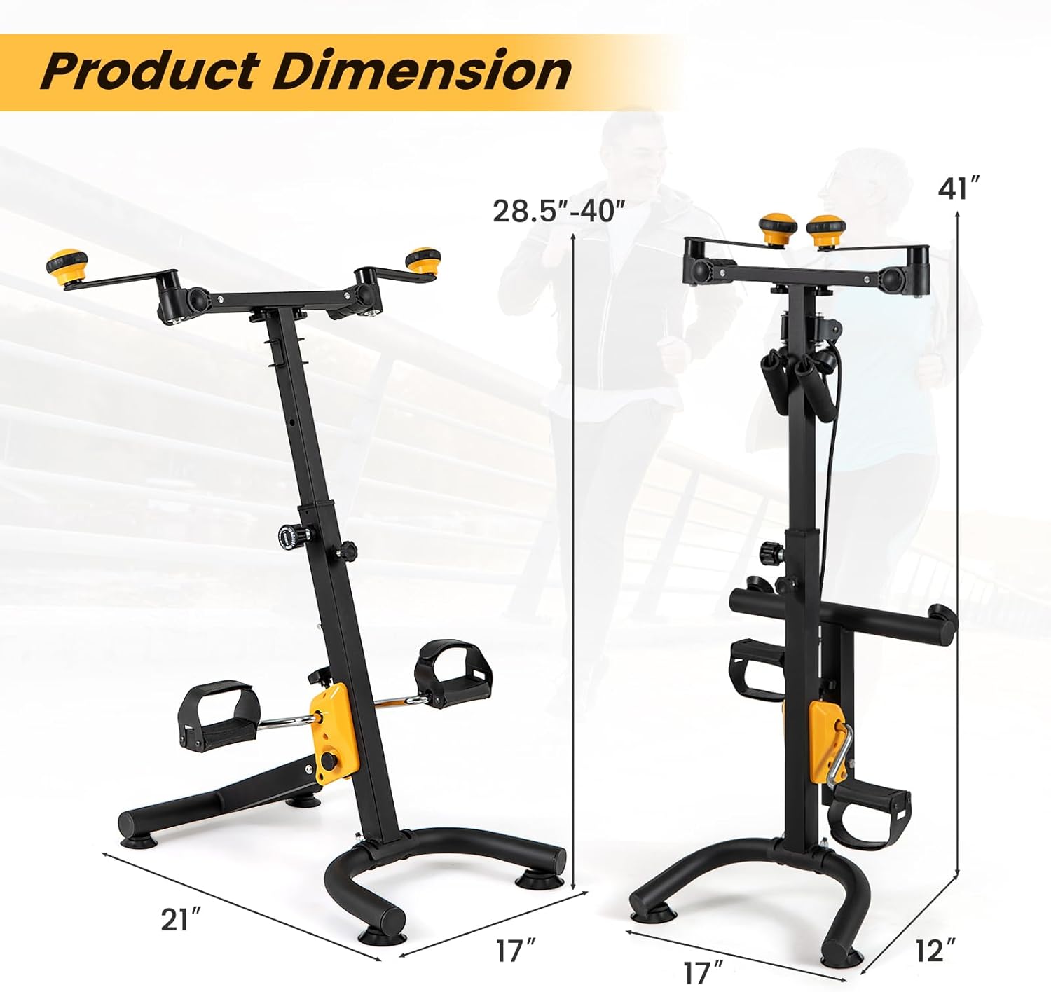 Goplus Foldable Pedal Exerciser for Seniors, Hand Arm Leg Knee Physical Therapy Exercise Bike w/Adjustable Height, Handgrip, Resistance Band, Recovery Home Workout Equipment for Elderly - Image 7