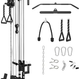 Mikolo Wall Mount Cable Station, Cable Crossover Machine with Dual Pulley System and 18 Adjustable Positions for Home Gym Fitness Equipment