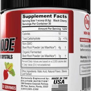 Evlution Nutrition BeetMode – Beet Root Powder – Nitric Oxide Booster – Black Cherry Flavor – Pre or Post-Workout Supplement for Enhanced Energy & Performance – Vegan & Gluten Free – 30 Servings