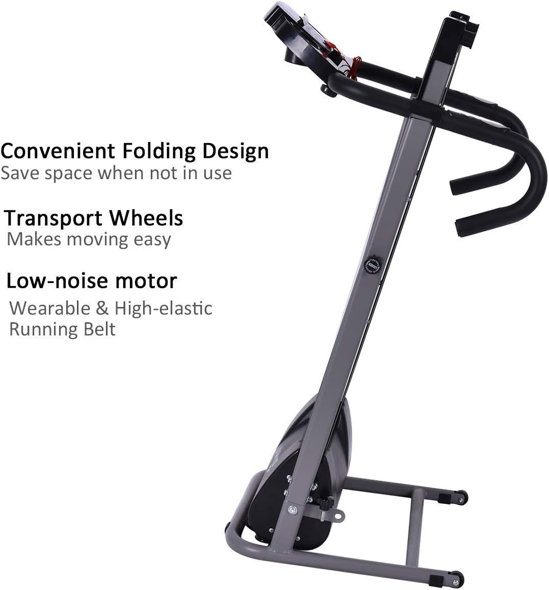 Goplus 1100W Folding Treadmill Electric Motorized Power Fitness Running Machine with LED Display and IPAD Support Perfect for Home Use(Black) - Image 7