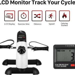 Mini Exercise Bike, himaly Under Desk Bike Pedal Exerciser Portable Foot Cycle Arm & Leg Peddler Machine with LCD Screen Displays