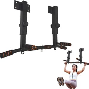ptlsy Wall Mounted Pull Up Bar Multifunctional with Multi-grip Chin Up Bar Heavy Duty Dip Station for Home Gym Indoor Workout, Fitness Equipment, Dip Stand Supports to 440 Lbs