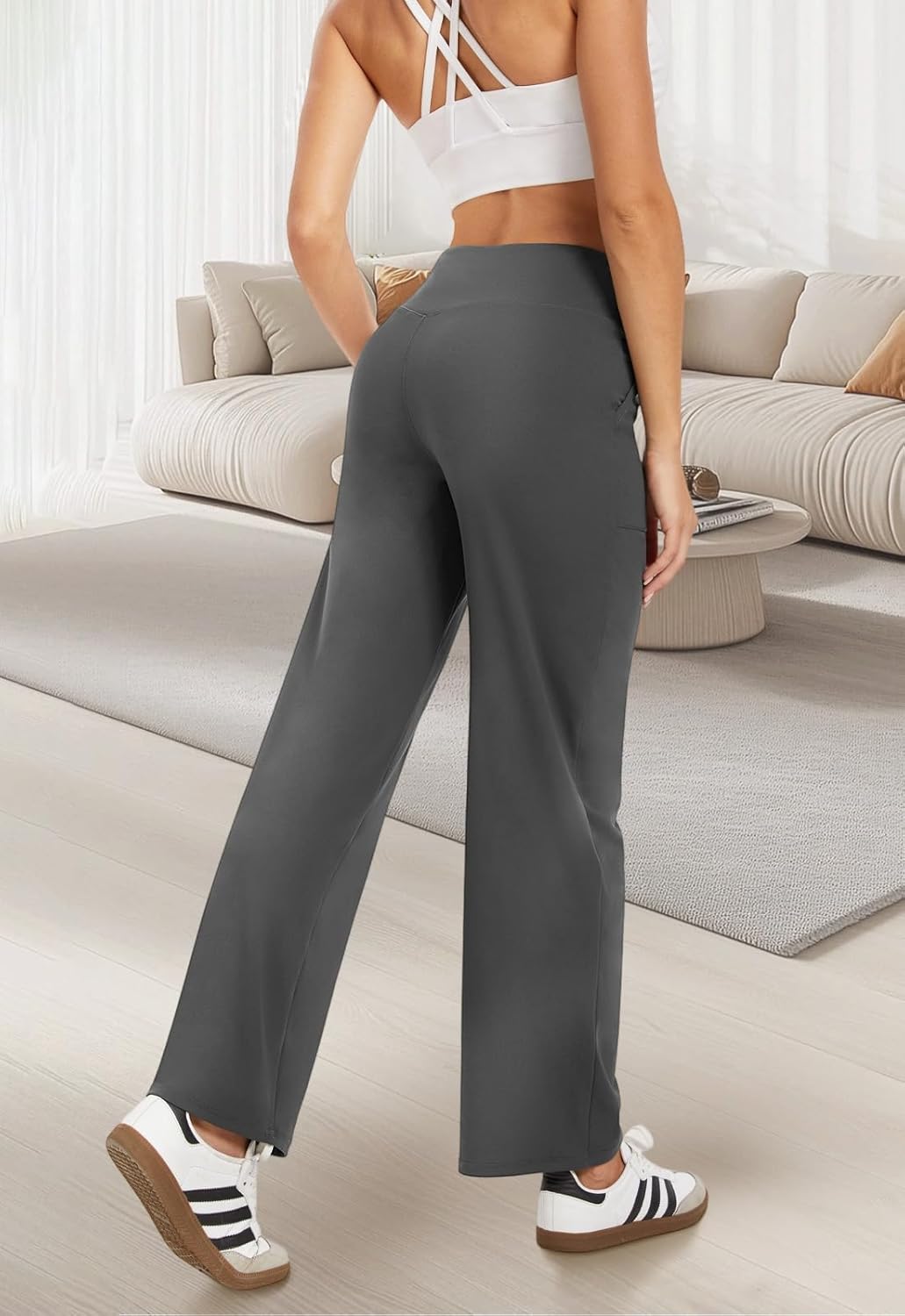 Wide Leg Pants Woman High Waist Yoga Pants with Pockets Loose Stretch Dress Work Sweatpants Casual Lounge - Image 3
