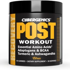 Post-Workout Gummies, Recovery Accelerator, Support Muscle Recovery & Joint Health, Essential Amino Acids, with Ashwagandha & Curcumin, BCAAs, Citrus Flavor, 60 Gummies, 30 Servings