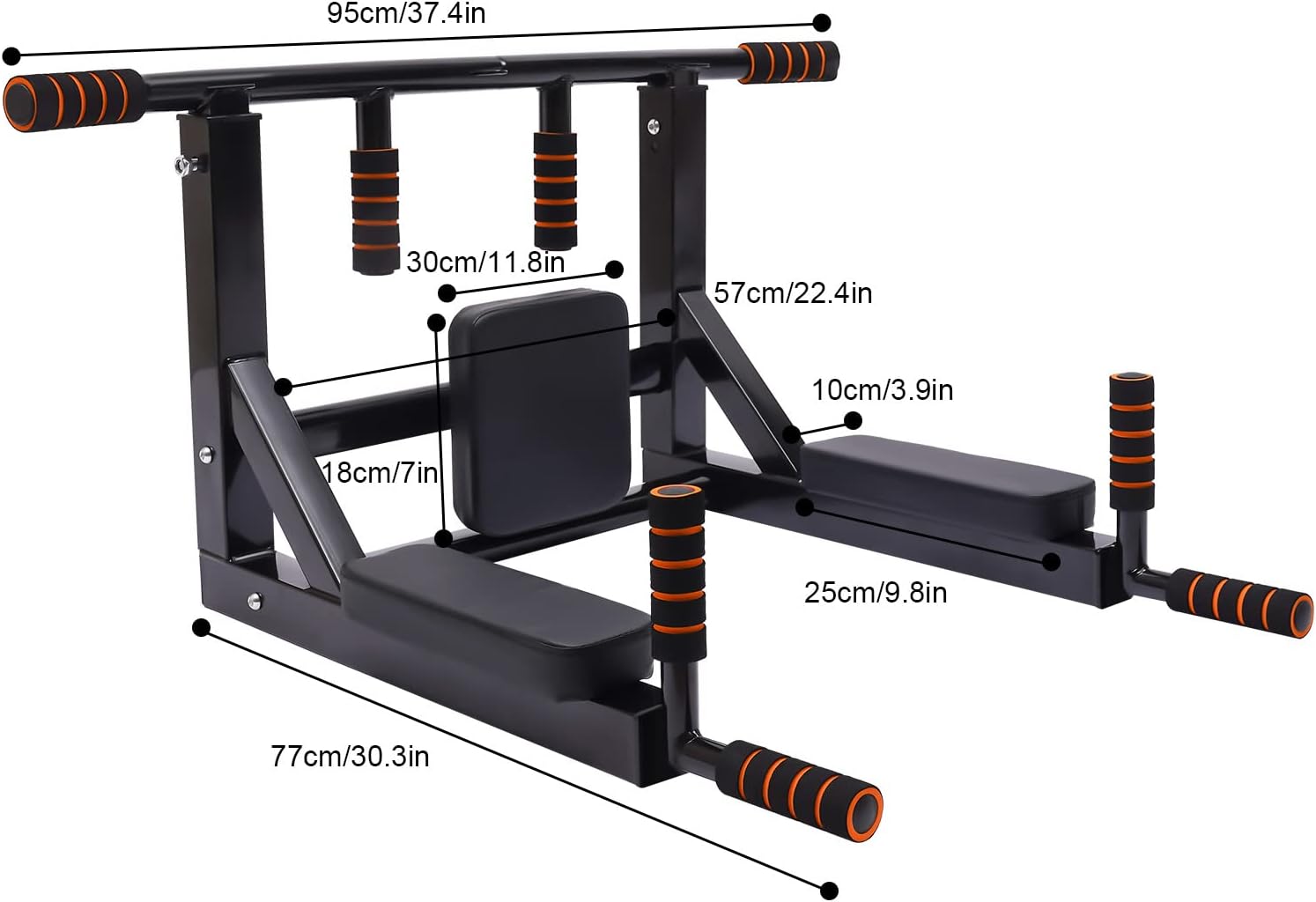 Wall Mounted Pull Up Bar, Power Tower Set Training Equipment Fitness Dip Stand Supports to 440 LBS for Home Gym Indoor Workout - Image 2