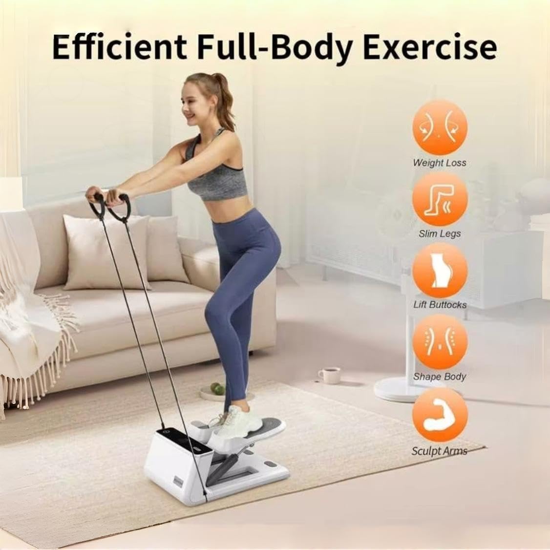 Steppers for Exercise at Home, Mini Stair Stepper with Resistance Bands, Portable Under Desk Stepper Workout Step Machine 300 lbs Weight Capacity - Image 3