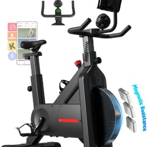YESOUL Exercise Bike for Home, Self Powered Fan Stationary Bike with Dynamic LED Light Effects, Pro Livestreaming Classes, Smart Exclusive App, 300 LBS Magnetic Resistance Indoor Stationary Cycling Workout Bike for Home