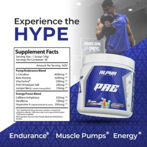 Alpha Supps Pre, Pre-Workout Powder for Men & Women, Back to Basics Preworkout Formula for Fitness & Gym Training Athletes – Boost Energy, Focus & Performance (30 Servings, Watermelon Lemonade)