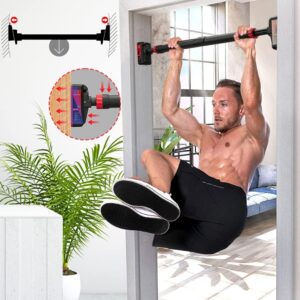 Adjustable Pull Up Bar for Doorway – Upper Body Workout Training Bar with Locking Mechanism, No Screw Installation, Portable Design, Max Load 440 Lbs, Fits 27.2″-36.2″ Width for Upper Body Training, H