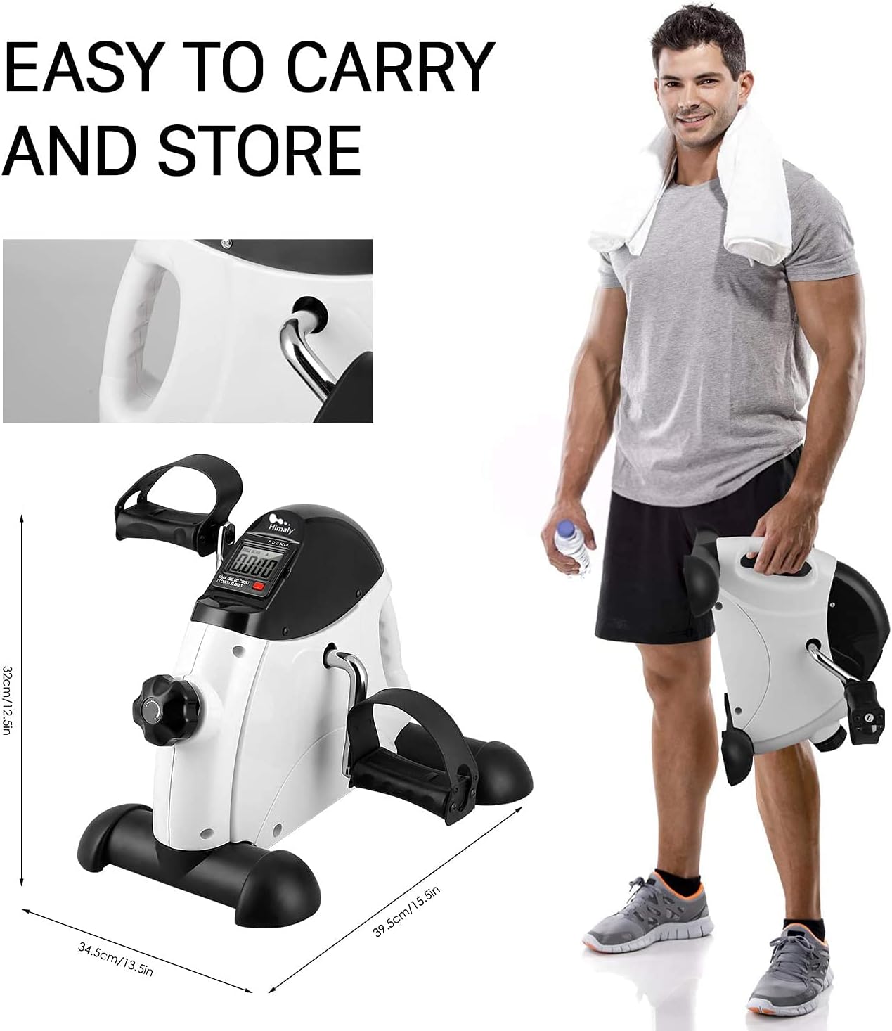 Mini Exercise Bike, himaly Under Desk Bike Pedal Exerciser Portable Foot Cycle Arm & Leg Peddler Machine with LCD Screen Displays - Image 4
